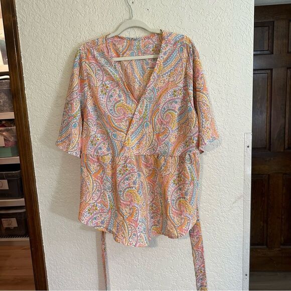 SHEIN VCAY Plus-Size Vacation Casual‎ Paisley Print Short-Sleeved Shirt Size 4X - Picture 5 of 10
